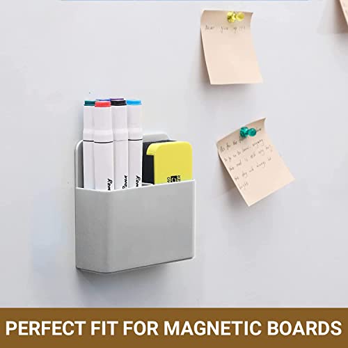TurtleGrip Magnetic Holder (Grey, Pack of 2) Holder for Whiteboard, Magnet Pencil Cup Storage Organizer for School, Metal Cabinets Office, Home, Fridge, and Lockers. - Image 3