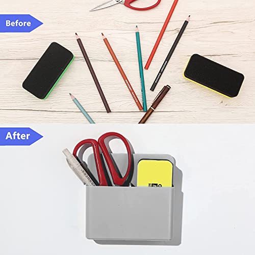 TurtleGrip Magnetic Holder (Grey, Pack of 2) Holder for Whiteboard, Magnet Pencil Cup Storage Organizer for School, Metal Cabinets Office, Home, Fridge, and Lockers. - Image 5