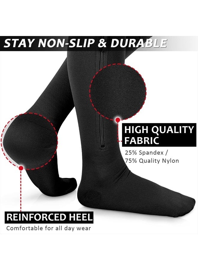 Ailaka Zipper Compression Socks for Men Women - 20-30 mmHg Close Toe Knee High Medical Compression Socks with Zipper, Zip Up Socks for Varicose Veins, Edema, Recovery, Pregnant, Nurse  - Image 4