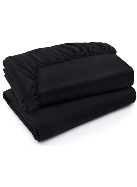 Utopia Bedding Twin XL Fitted Sheets - Bulk Pack of 2 Bottom Sheets - Soft Brushed Microfiber - Deep Pockets - Shrinkage & Fade Resistant - Easy Care (Twin XL  Black)