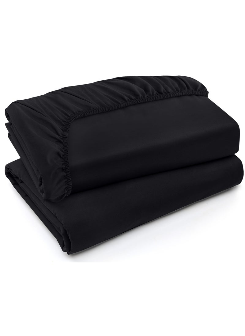 Utopia Bedding Utopia Bedding Twin XL Fitted Sheets - Bulk Pack of 2 Bottom Sheets - Soft Brushed Microfiber - Deep Pockets - Shrinkage & Fade Resistant - Easy Care (Twin XL  Black)  - Image 1