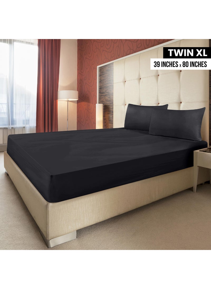 Utopia Bedding Utopia Bedding Twin XL Fitted Sheets - Bulk Pack of 2 Bottom Sheets - Soft Brushed Microfiber - Deep Pockets - Shrinkage & Fade Resistant - Easy Care (Twin XL  Black)  - Image 2