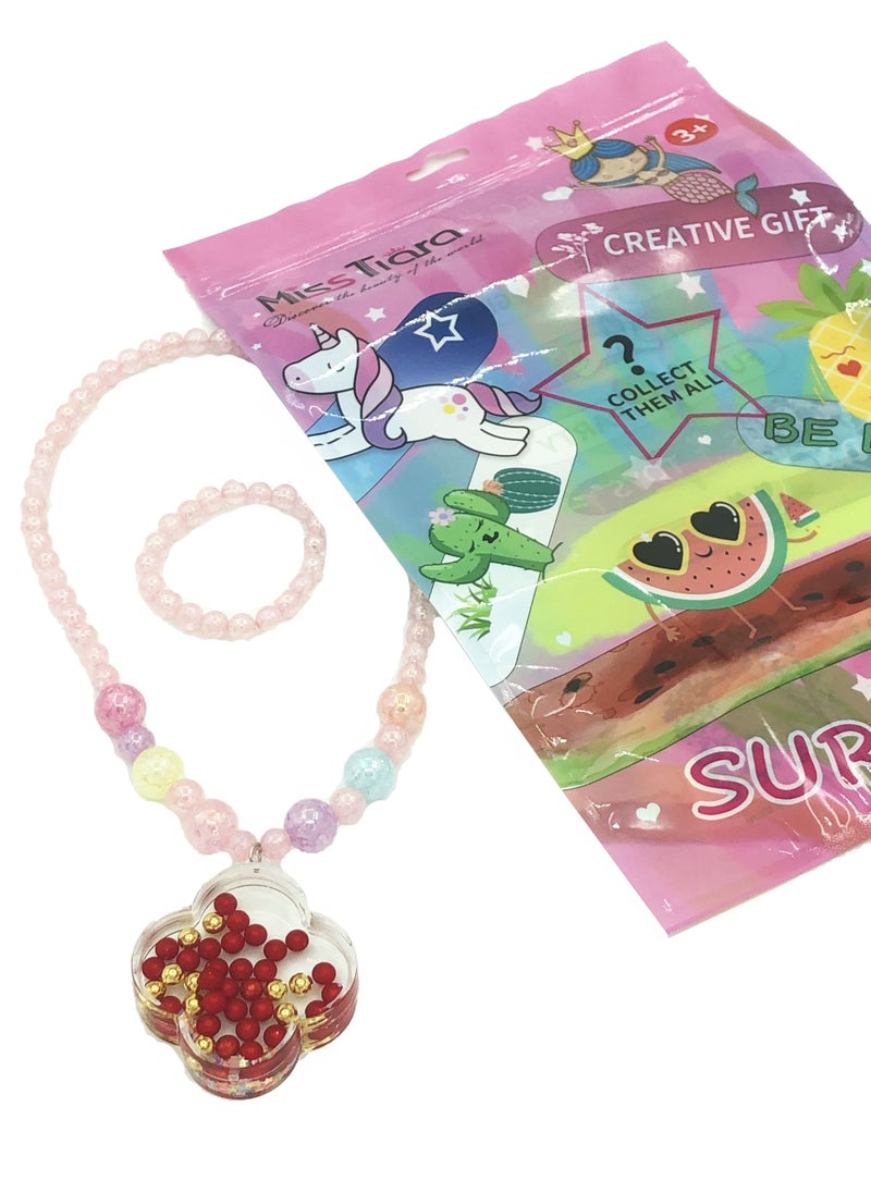 MissTiara 4 Pieces Trendy Acrylic Quicksand Bottle Necklaces For Girls Kids Party Jewelry Set  - Image 3