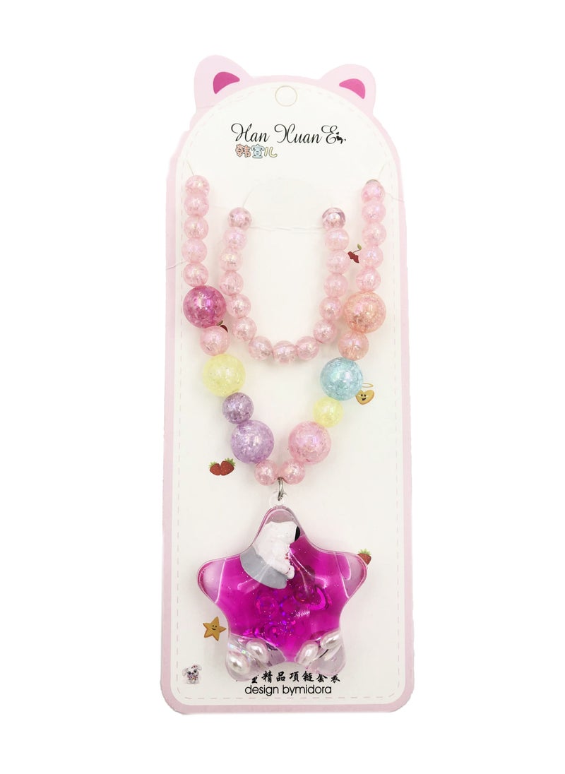 MissTiara 4 Pieces Trendy Acrylic Quicksand Bottle Necklaces For Girls Kids Party Jewelry Set  - Image 2
