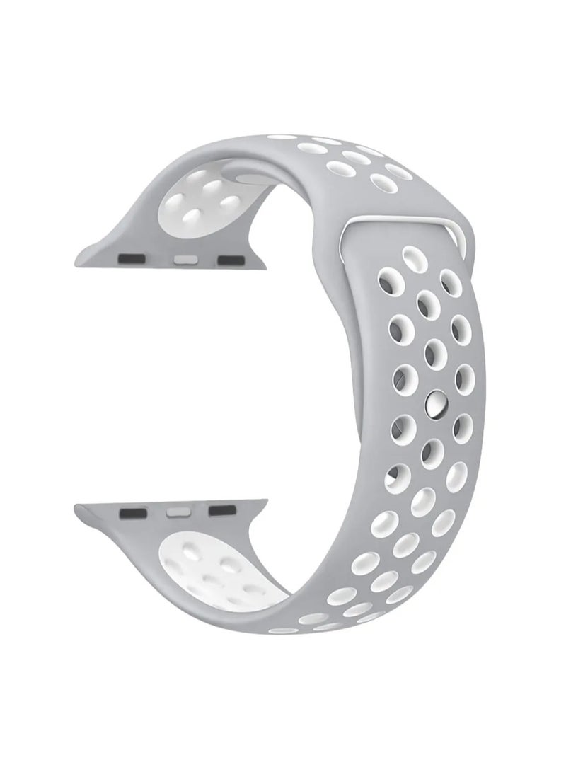 HEXABEX Silicone Sport Dot Band Compatible with 42mm(Series 11/10)/41mm/40mm/38mm for Apple Watch All Series Grey/White - Image 2