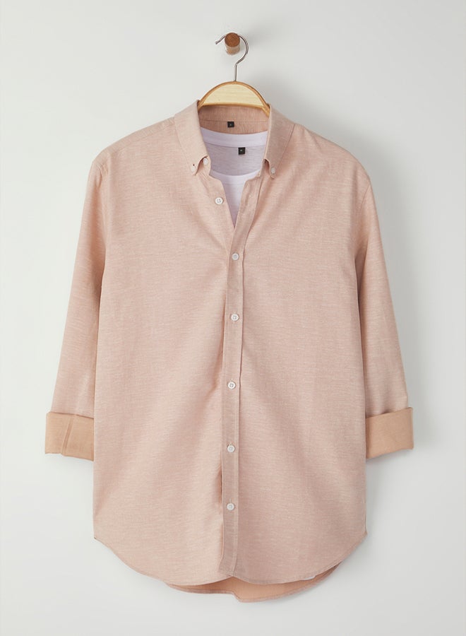 trendyol Light Rose Dried Fit Shirt Collar Long Sleeve Regular Woven Shirt - Image 2