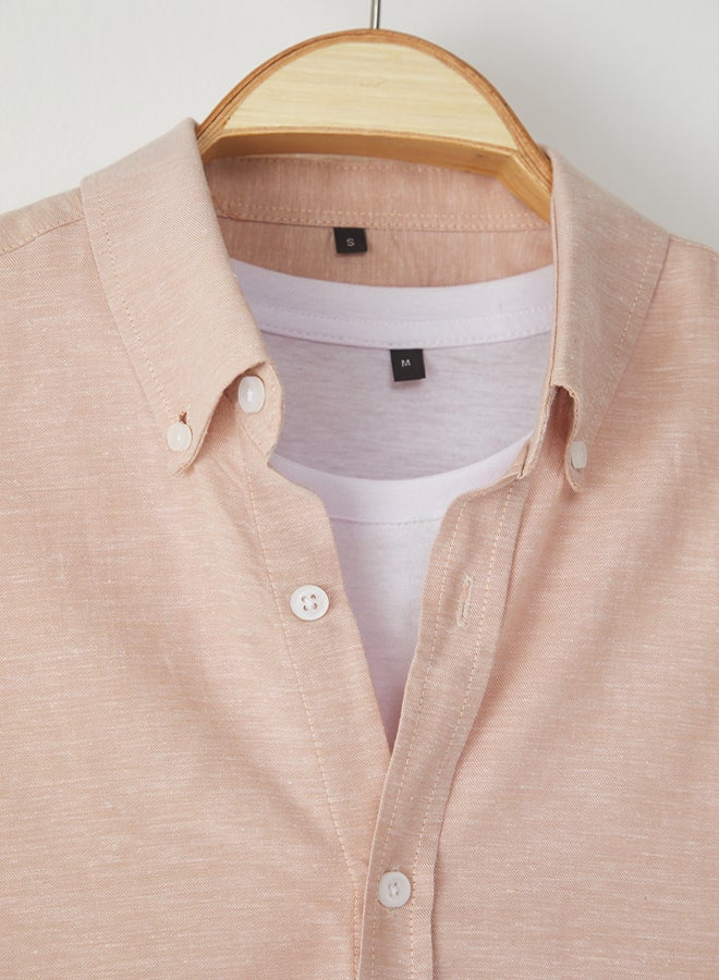 trendyol Light Rose Dried Fit Shirt Collar Long Sleeve Regular Woven Shirt - Image 3