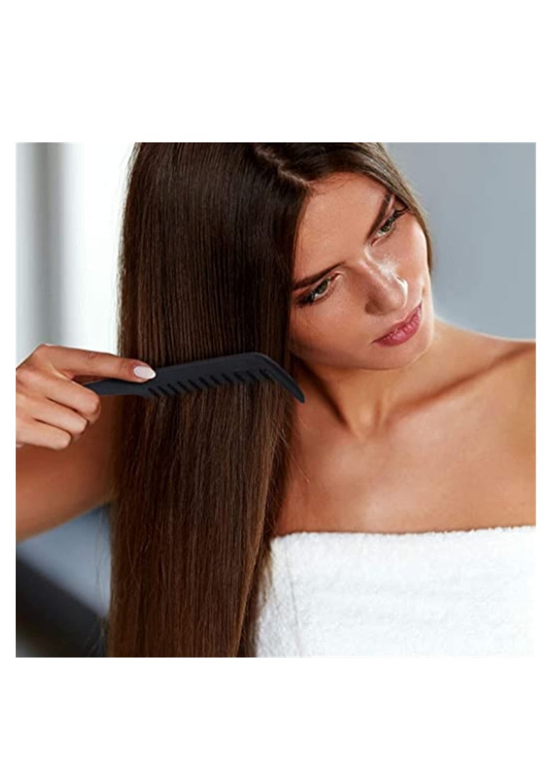 KASTWAVE - Wide Tooth Comb Shower Comb with Hook Anti-static Detangling Comb Large Teeth Detangler Comb for Curly Long Wet Dry Straight Hair Premium Tangle Free Combs for Women Salon Daily Use Black - Image 1