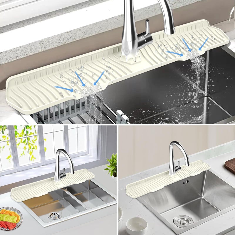 EBIGIC Kitchen Sink Splash Guard Gen2-30" x 6'' Silicone Sink Mat Splash Guard fit for Countertop, Bathroom,Farmhouse,RV by EBIGIC (off white) - Image 4