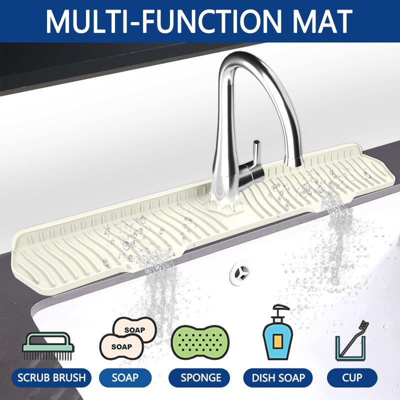 EBIGIC Kitchen Sink Splash Guard Gen2-30" x 6'' Silicone Sink Mat Splash Guard fit for Countertop, Bathroom,Farmhouse,RV by EBIGIC (off white) - Image 3