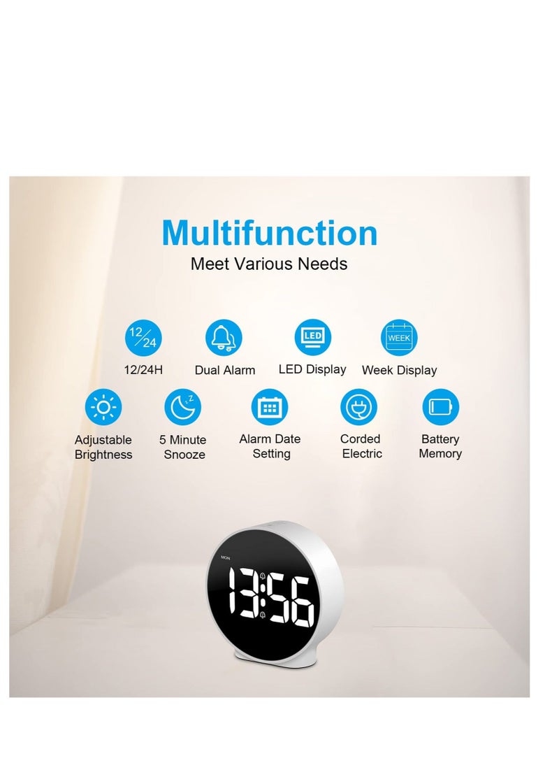 Captaintech Small Digital Alarm Clock, HD LED Display Digital Alarm Clock, Desk Travel Electronic Clock Dual Alarm, 3 Adjustable Brightness, for Bedroom, Office, Table, Black (No Battery＆Adapter) - Image 5