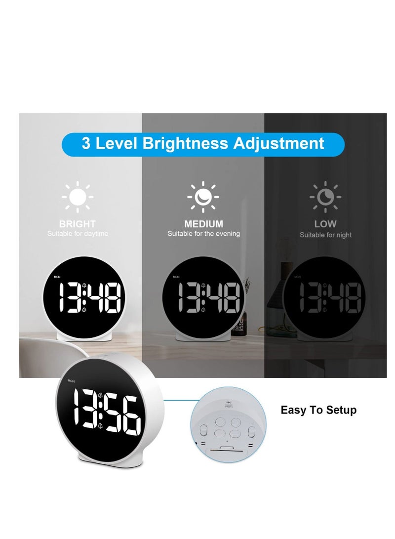 Captaintech Small Digital Alarm Clock, HD LED Display Digital Alarm Clock, Desk Travel Electronic Clock Dual Alarm, 3 Adjustable Brightness, for Bedroom, Office, Table, Black (No Battery＆Adapter) - Image 2