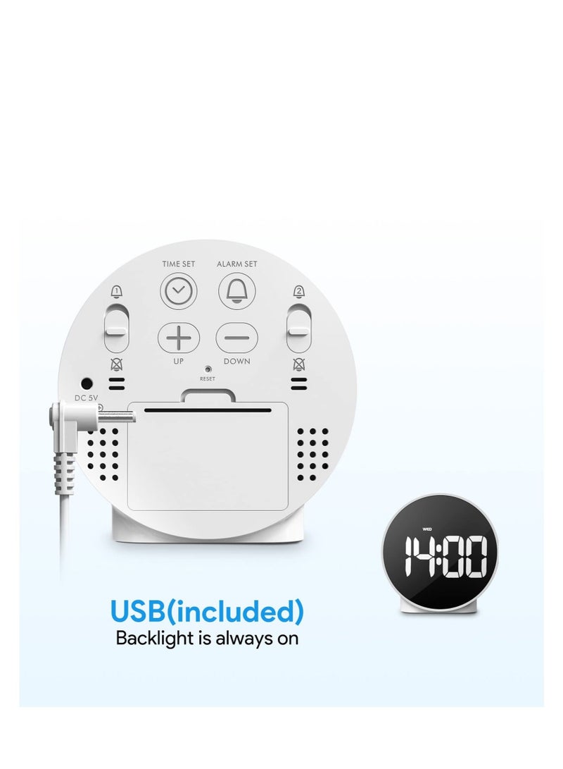 Captaintech Small Digital Alarm Clock, HD LED Display Digital Alarm Clock, Desk Travel Electronic Clock Dual Alarm, 3 Adjustable Brightness, for Bedroom, Office, Table, Black (No Battery＆Adapter) - Image 3