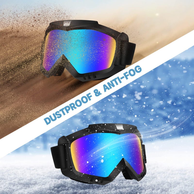 Lievermo Dirt Bike Goggles, Motorcycle Goggles, 2 Pack ATV Goggles, Riding Goggles, Ski Goggles, Windproof Glasses, Racing Helmet Goggles for Adults Men Women Youth Kids (Black + White) - Image 4