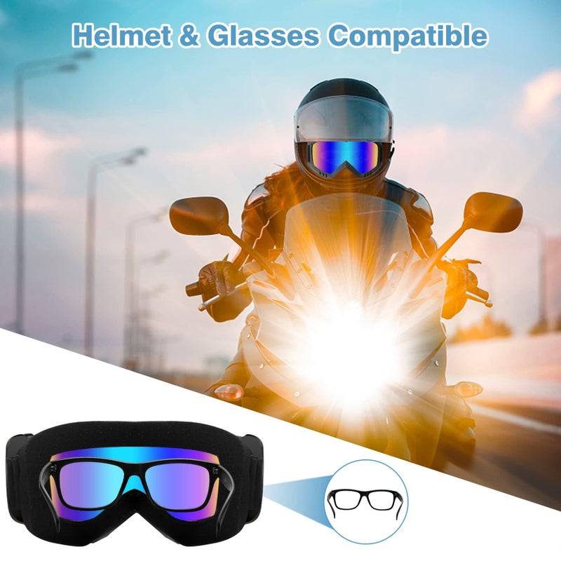 Lievermo Dirt Bike Goggles, Motorcycle Goggles, 2 Pack ATV Goggles, Riding Goggles, Ski Goggles, Windproof Glasses, Racing Helmet Goggles for Adults Men Women Youth Kids (Black + White) - Image 5