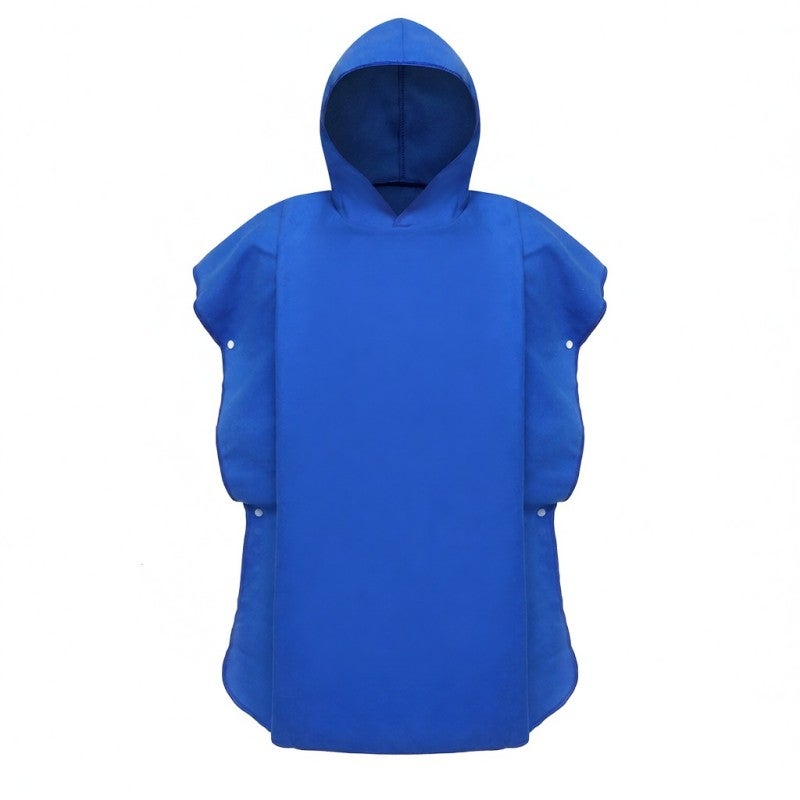 Hooded Bath Towel: Royal Blue, Size L, Super Soft Skin-Friendly Fabric - Snap Button Wrap Design, Quick Dry Bath Poncho for Kids Home Bath Beach Pool - Image 1