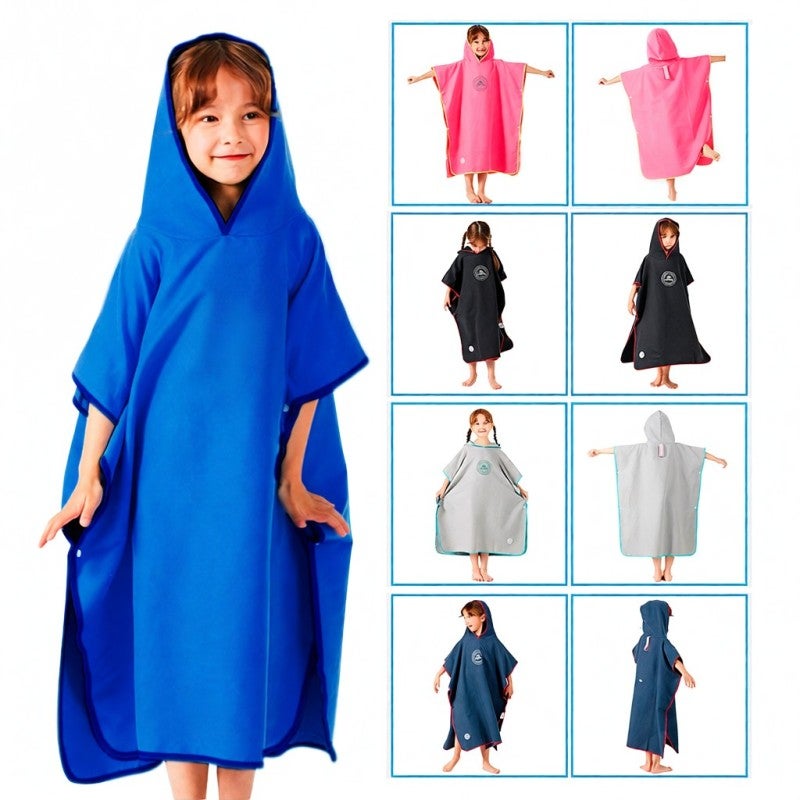Hooded Bath Towel: Royal Blue, Size L, Super Soft Skin-Friendly Fabric - Snap Button Wrap Design, Quick Dry Bath Poncho for Kids Home Bath Beach Pool - Image 5