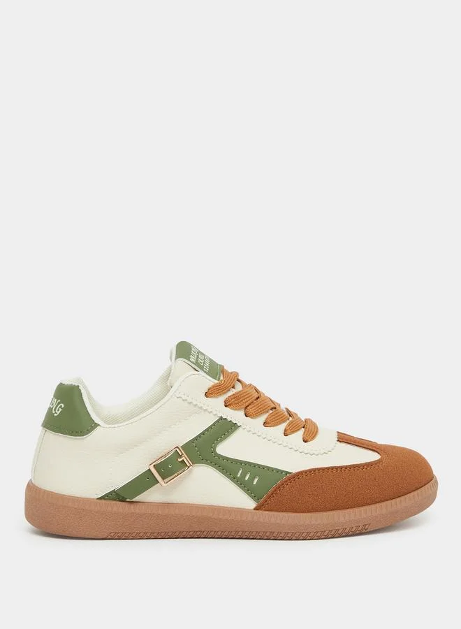Styli Styli Color Block Buckle Detail Lace Up Sneakers