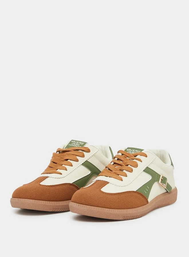 Styli Styli Color Block Buckle Detail Lace Up Sneakers