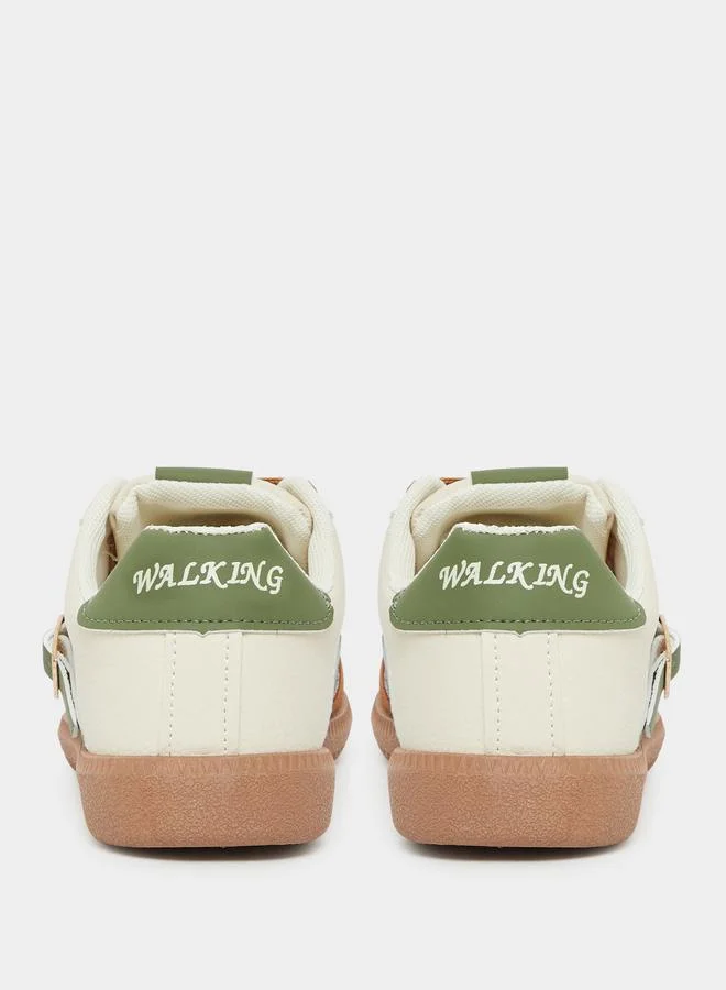 Styli Styli Color Block Buckle Detail Lace Up Sneakers