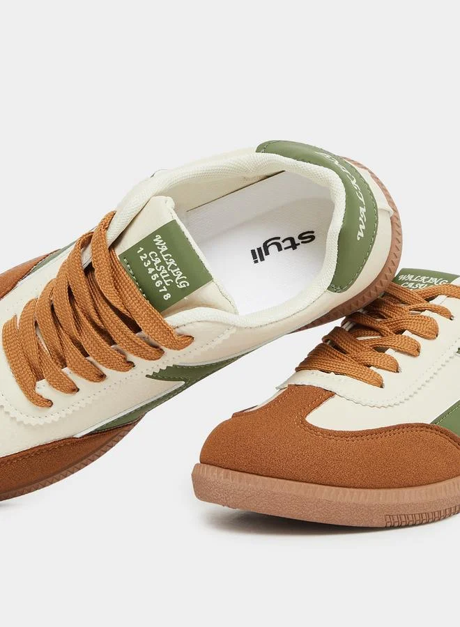 Styli Styli Color Block Buckle Detail Lace Up Sneakers