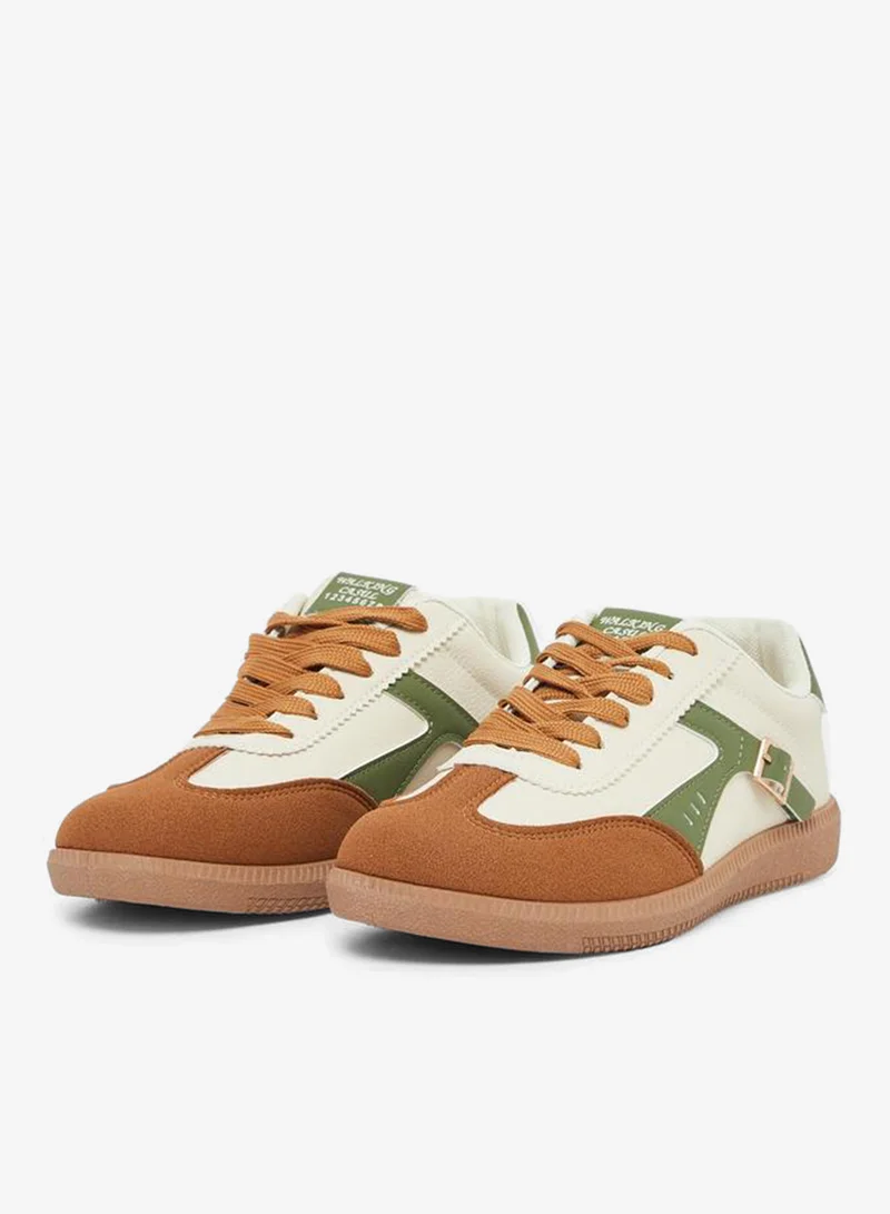 Styli Active Color Block Buckle Detail Lace Up Sneakers
