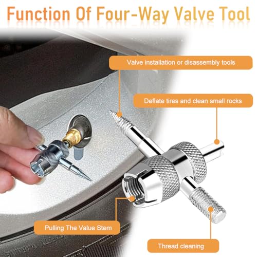 STHIRA® Tyre Valve Core Repair Tool Kit Set of 44Pcs Presta Valve Core Repair Tool Kit Includes 4 Valve Remover Assembly Tools, 20 Pieces Valve Core, 20 Pieces Tyre Valve Caps for Car Tyre, Bike Tyre - Image 4