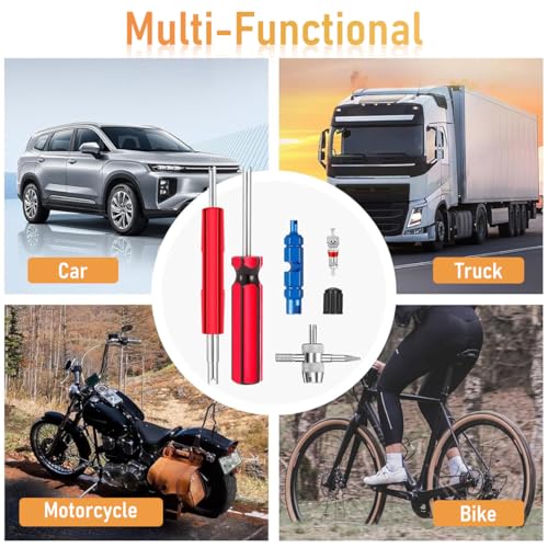 STHIRA® Tyre Valve Core Repair Tool Kit Set of 44Pcs Presta Valve Core Repair Tool Kit Includes 4 Valve Remover Assembly Tools, 20 Pieces Valve Core, 20 Pieces Tyre Valve Caps for Car Tyre, Bike Tyre - Image 5