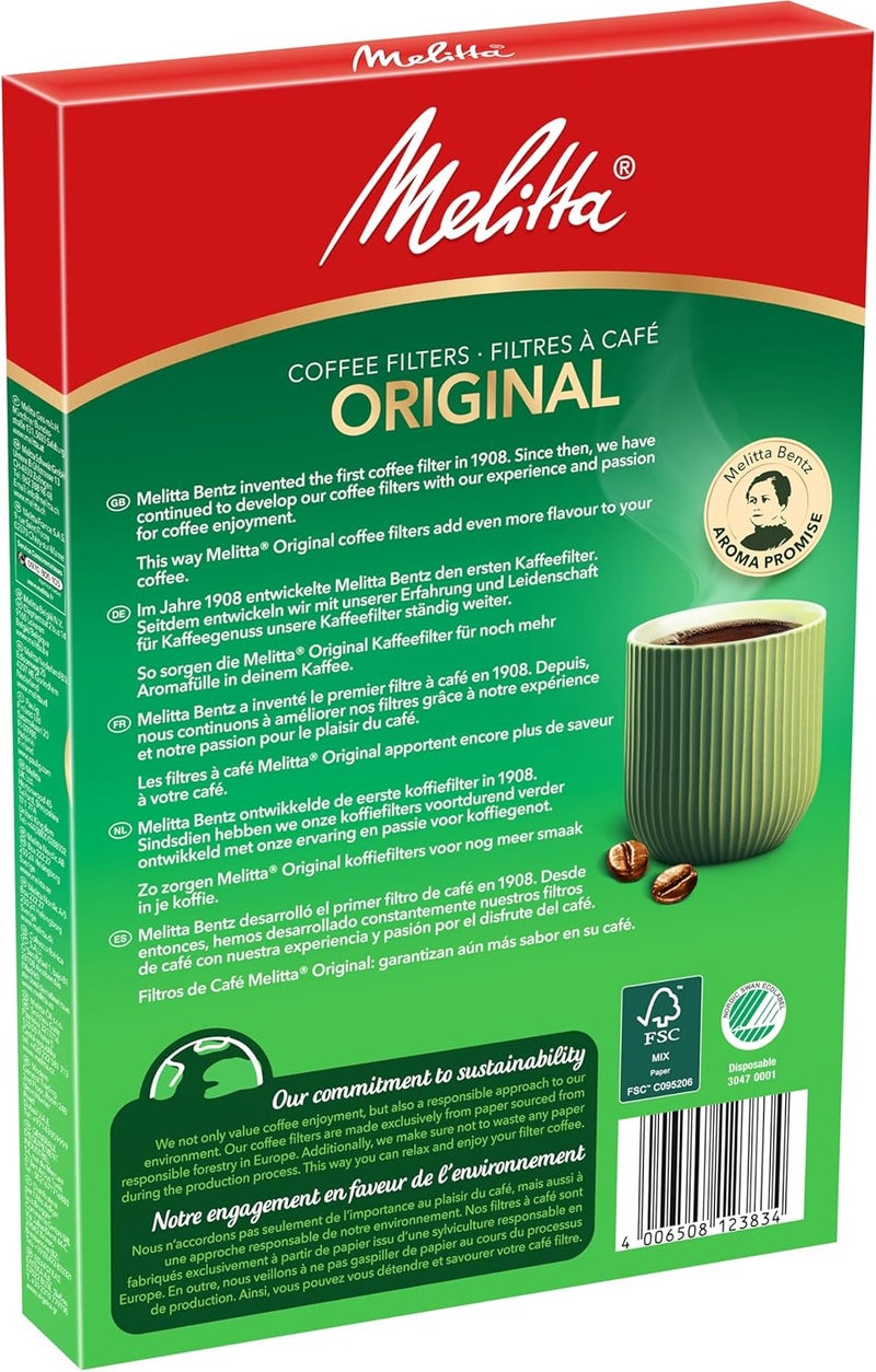 Melitta , 40 Coffee Filters, Size 1x6, for Filter Coffee Makers, Original, Brown, 40 Filters - Image 2