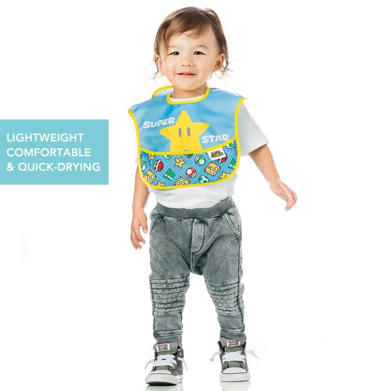 Bumkins Nintendo Bibs for Girl or Boy, SuperBib Baby and Toddler for 6-24 Months, Essential Must Have for Eating, Feeding, Baby Led Weaning, Waterproof Soft Fabric, 2-pk Super Mario Expressions - Image 4