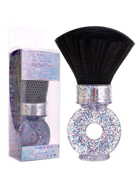 Neck Duster Brush for Barber Hair Cutting Cleaning Ring Handle Salon Tool Soft Brush to Remove Broken Hair from Neck Face Ears Large Brushes Bling Blue