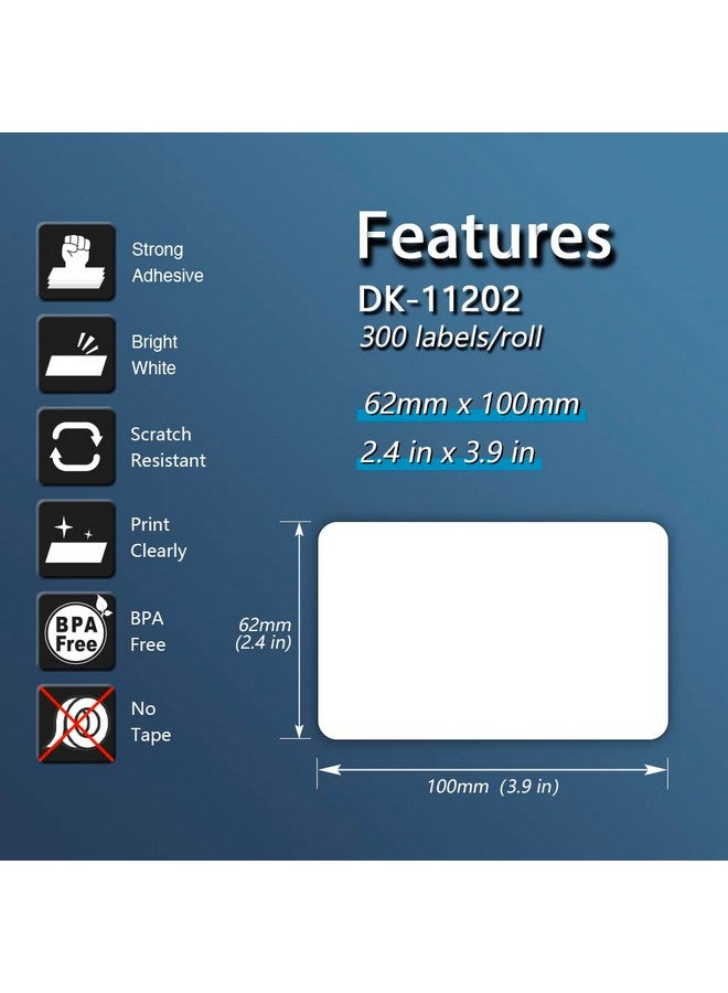 BETCKEY - Compatible Shipping Labels Replacement For Brother Dk-1202 (2-3/7" X 4"), Use With Brother Ql Label Printers [20 Rolls/6000 Labels] - Image 3