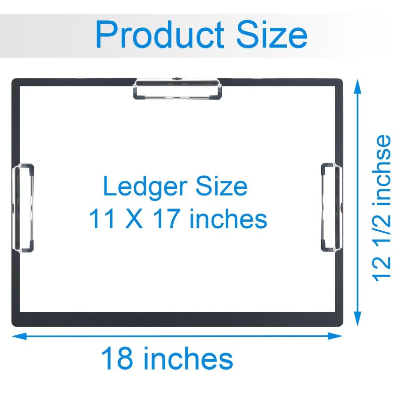 Acocony 11x17 Clipboard Three Clip Super Tough Extra Large Clipboard PP Plastic Not Fragile 11 x 17 Clipping Board Black Pack of 1 - Image 2