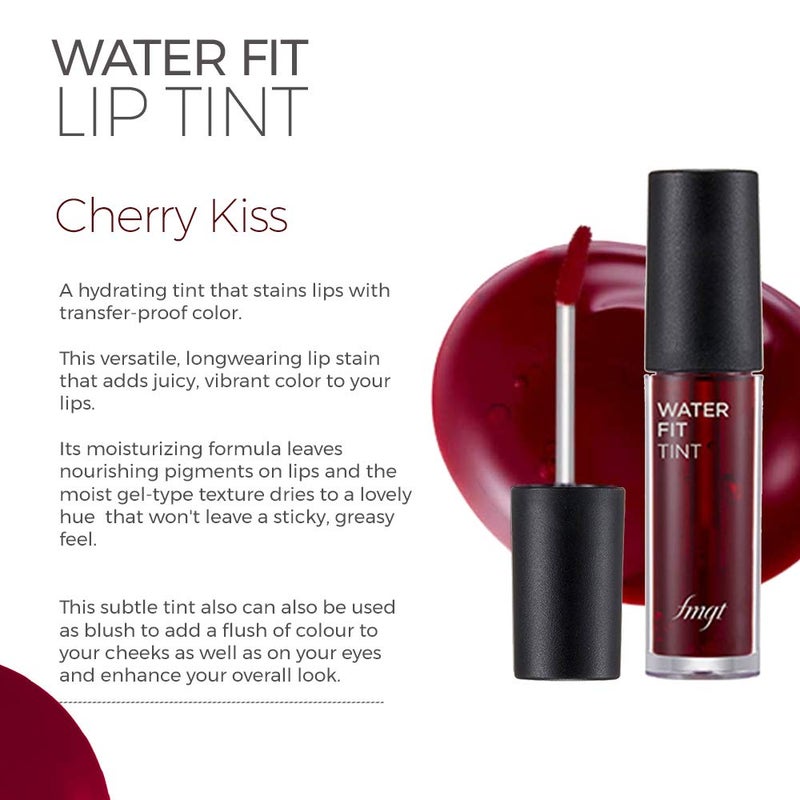 The Face Shop Water Fit Lip Tint Cherry Kiss 5gm Multipurpose 3in1 Lip Tint Hydrating Transfer proof Long Lasting Non greasy Matte Finish - Image 4