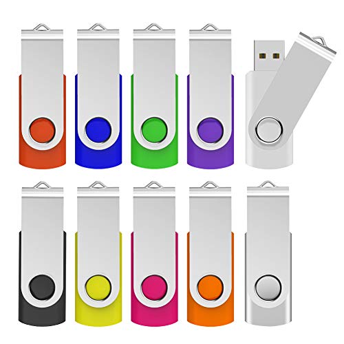 Kootion 32GB Flash Drive 32gb USB Flash Drive 10 Pack Thumb Drive Memory Stick Swivel Jump Drive Keychain Design, Mixcolored - Image 1