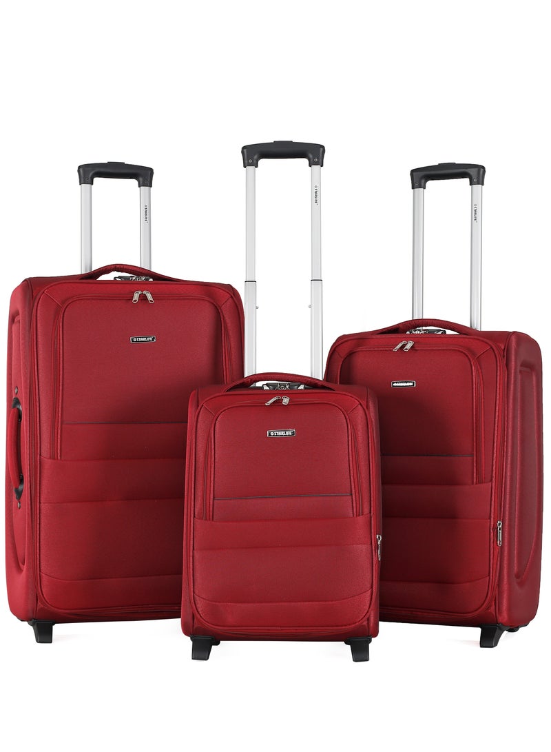 STARLIFE Set of 3 Light Weight Polyester Trolley Luggage 2 Wheels With Number Lock 20,24,28 Inches - Image 1