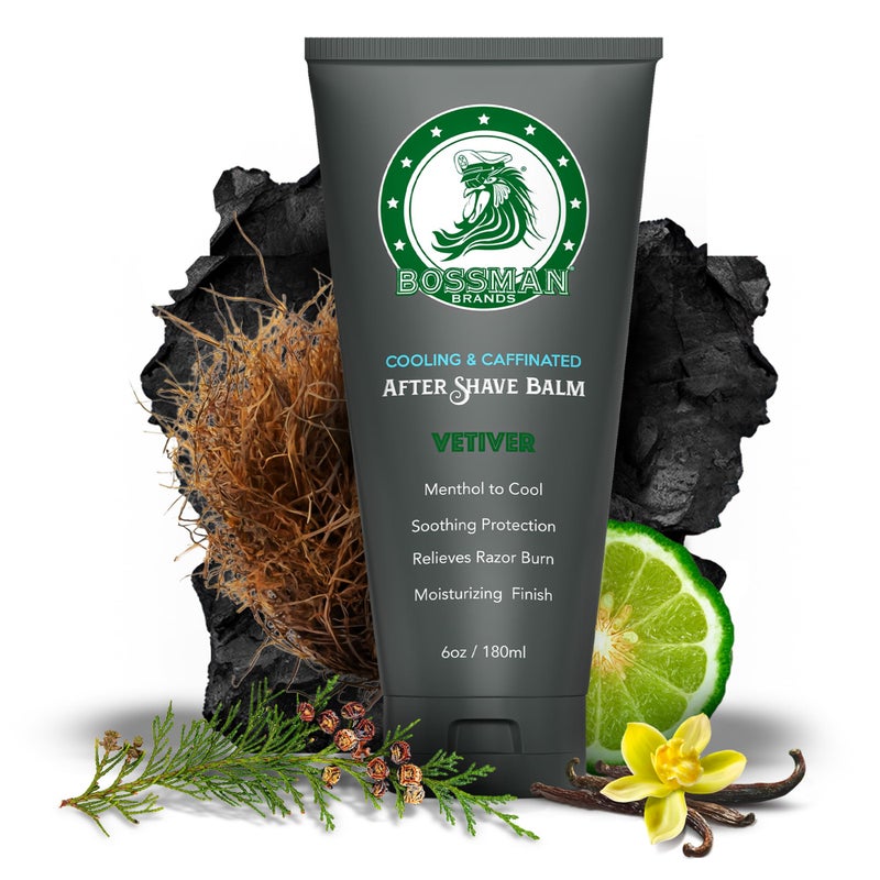 Bossman Cooling Caffeinated After Shave Balm for Men Soothes Protects with Menthol Caffeine Tea Tree Vetiver X Scent - Image 3