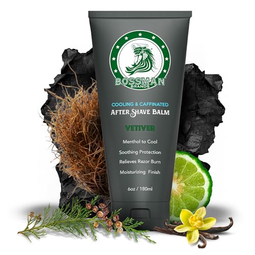 Bossman Cooling Caffeinated After Shave Balm for Men Soothes Protects with Menthol Caffeine Tea Tree Vetiver X Scent - Image 1