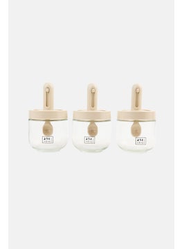 YOTO Set Of 3 Glass Spice Jars With Adjustable Spoons, Transparent  - Image 2