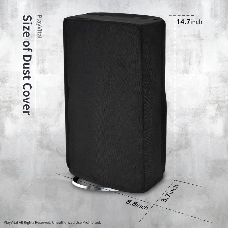 غطاء غبار عمودي من لإصدار PS5 Slim مع مشغل الأقراص (التصميم الأصغر الجديد)، واقي نايلون مقاوم للغبار وغلاف مقاوم للماء لوحدة PS5 Slim - أسود - Image 4