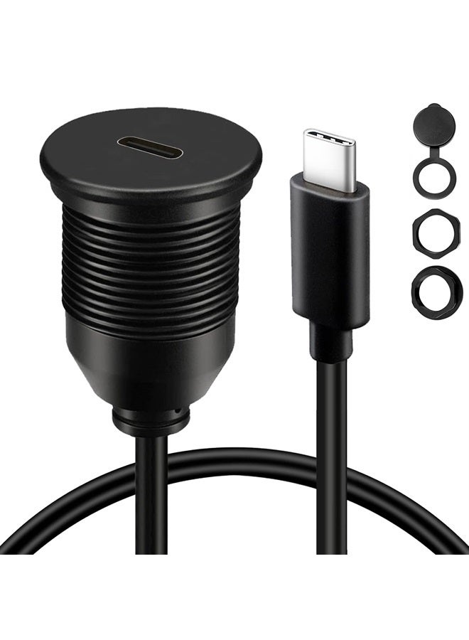 BATIGE Single Port Type C 3.1 Car Flush Mount Cable USB C 3.1 Panel Mount Male to Female Extension Cable for Car Truck Boat Motorcycle 3ft - Image 1
