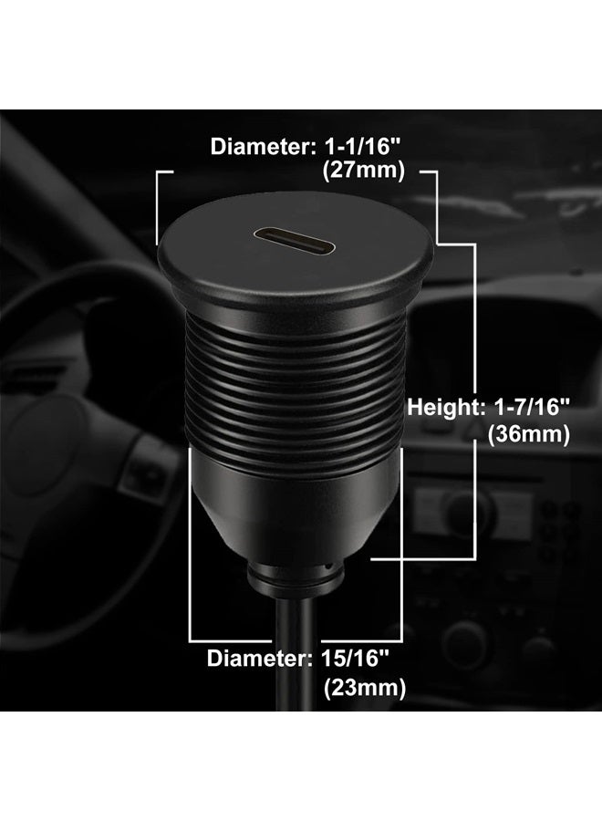BATIGE Single Port Type C 3.1 Car Flush Mount Cable USB C 3.1 Panel Mount Male to Female Extension Cable for Car Truck Boat Motorcycle 3ft - Image 4