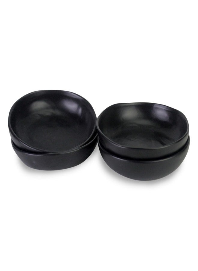 roro 5 Inch Handmade Ceramic Small Bowl, Matte Black - Image 1