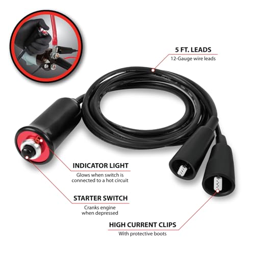 Performance Tool W80586 Heavy Duty Remote Starter for Car and Truck Engines with Push-Button Switch and 5-ft Wire Leads , Black - Image 2