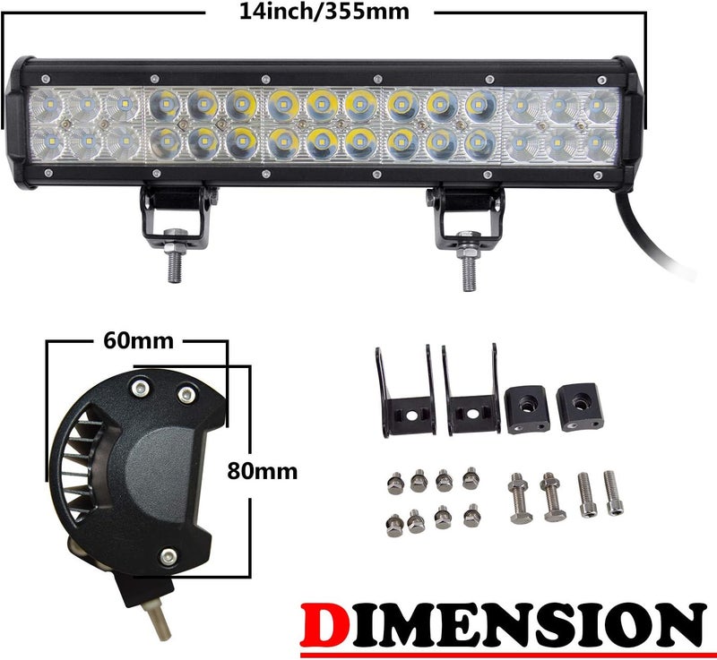سكاي وورلد شريط إضاءة عمل LED من مقاس 15 بوصة بقدرة 90 واط، شعاع مدمج بقعة وفيض، 12V 24V، أضواء القيادة للطرق الوعرة ومصباح ضباب لسيارة شاحنة 4x4 ومركبة ATV وSUV وقارب، مقاوم للماء، أبيض 6000K - Image 2