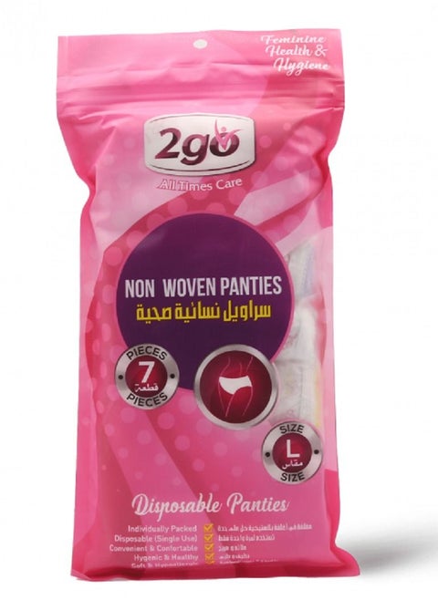 2Go, Disposable Paper, Non-Woven Panties Large - 7 Pcs