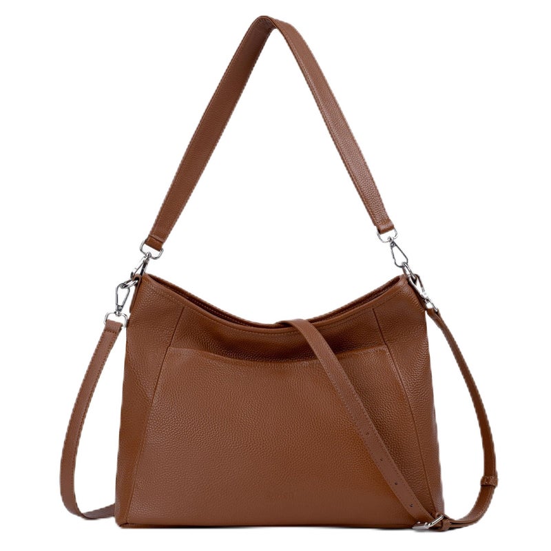 befen Genuine Leather Purses for Women, Brown leather Purse Trendy Large Crossbody Bag Soft Real Leather Hobo Bag with 2 Detachable Straps Designer Womens Shoulder Handbag for Travel & Everyday - Image 1