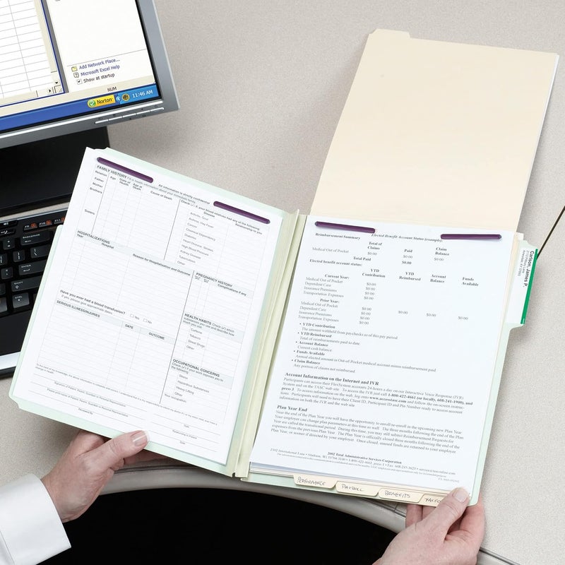 Smead Pressboard Fastener File Folder with SafeSHIELD Fasteners 2 Fasteners 13Cut Tab 2 Expansion Letter Size GrayGreen 25 per Box 14934 - Image 5