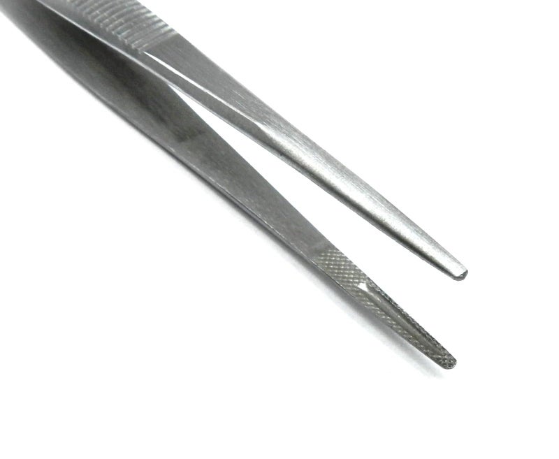 JTS Diamond Stone Tweezers with Groove Tips 6-1/2" Stainless Medium Grooved Tip for Gem and Jewelry Precision Tweezers Stainless Steel Matt Finish Serrated Medium Grooved Tip Tweezers with Gem Slot By JTS - Image 3