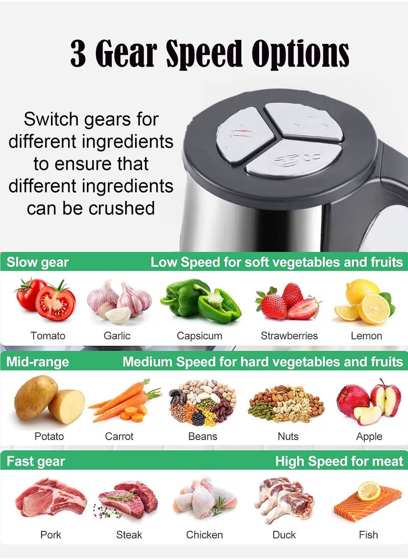 POWER LIFE Food Chopper Meat Mincer 5L 500W Electric Meat Grinder Blender Mincer Mixer Meat Chopper Stainless Steel Electric Chopper Automatic Food Processor Machine  - Image 3